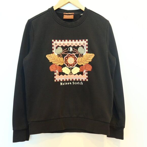 SCOTCH & SODA wanderer sweatshirt embroidery floral leaves fall maison cotton S - Picture 1 of 9